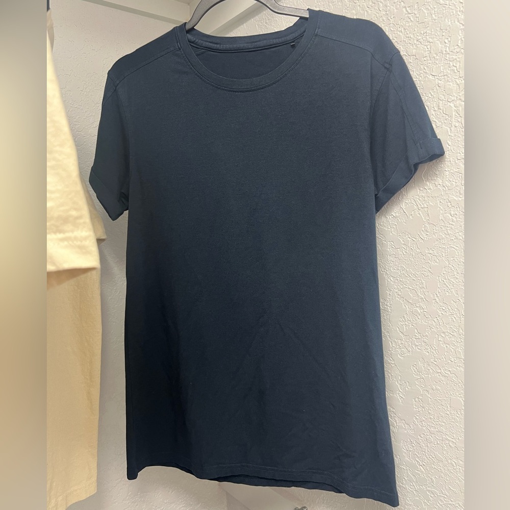 Small Navy Blue Alphalete Rolled Up Sleeve Shirt